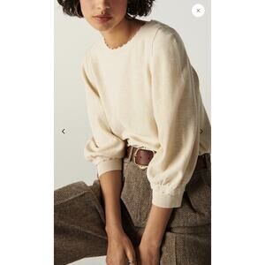 NWT $262 ba&sh Women's Delta Ecru Beige Silk Blend Jumper Sweater - Size 6